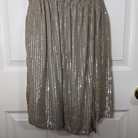 Renzo + Kai 100% Silk Gray Iridescent Sequined Wrap Skirt Mini Dress - size S - Picture 3 of 14